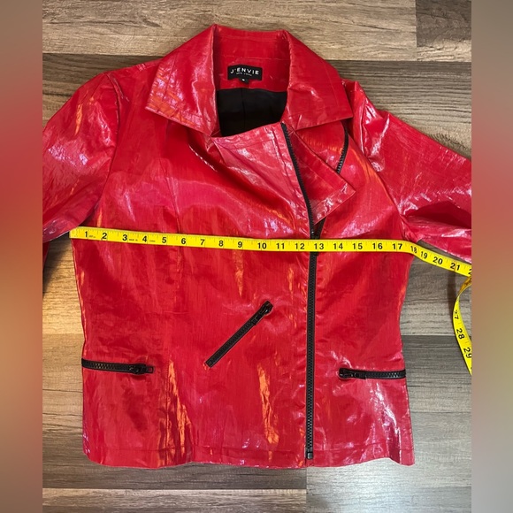J’Envie Cherry Red Moto Style Jacket Size 6 - Picture 9 of 12